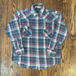Vintage 90s Big Mac Plaid Pearl Snap Button Shirt